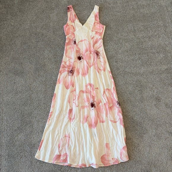 Paper Heart Maxi Dress Size Small Poppy Floral White Pink Y2K Babydoll Feminine - Picture 1 of 8